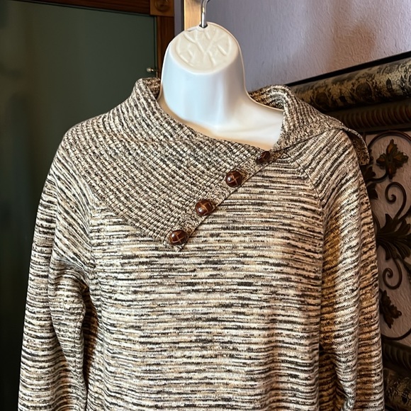 Jeanne Pierre Women’s  Brown Variegated Wide Collar Sweater Sz  M - Picture 2 of 11